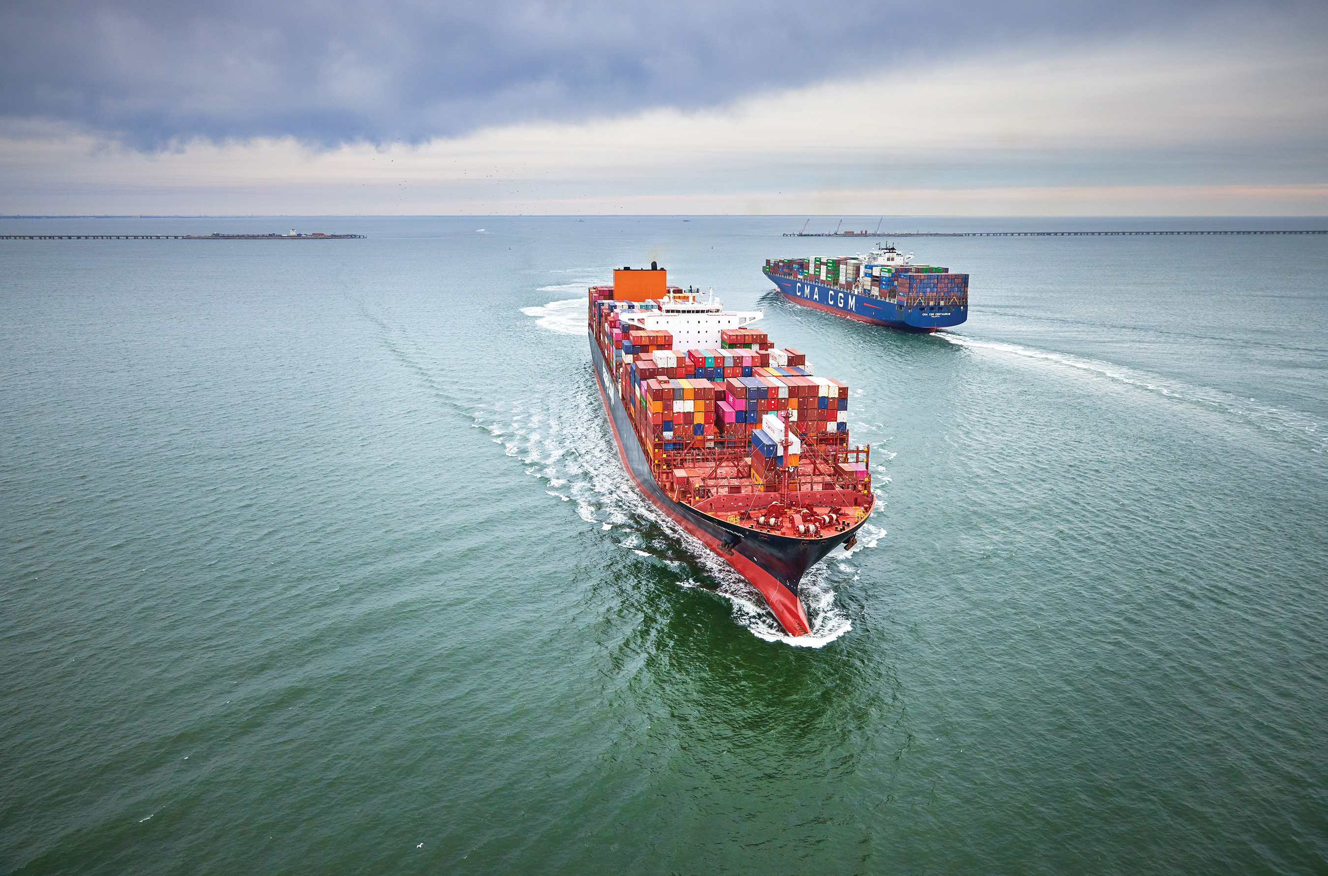 Aerial of Cargo Ship