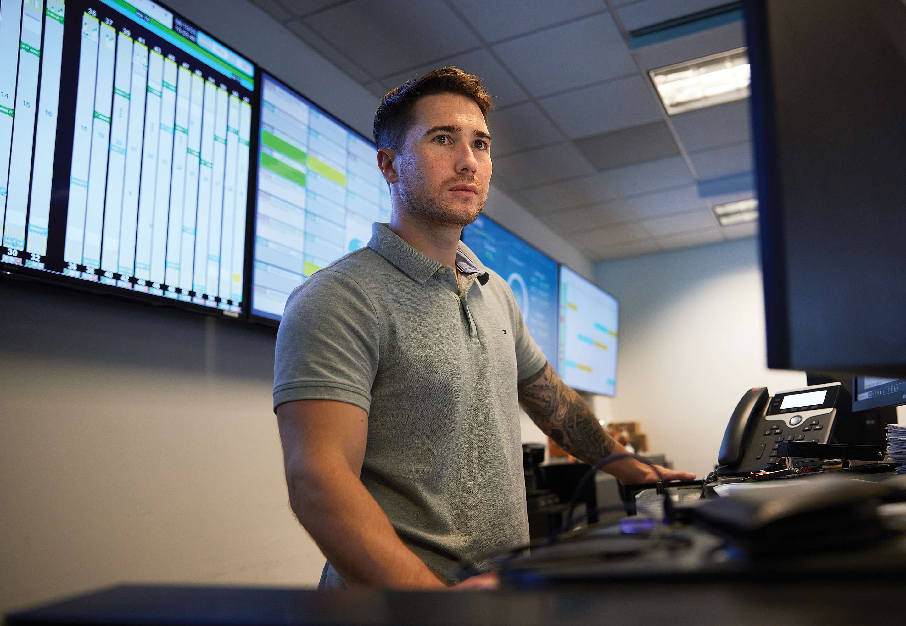 A man working in a computer lab 