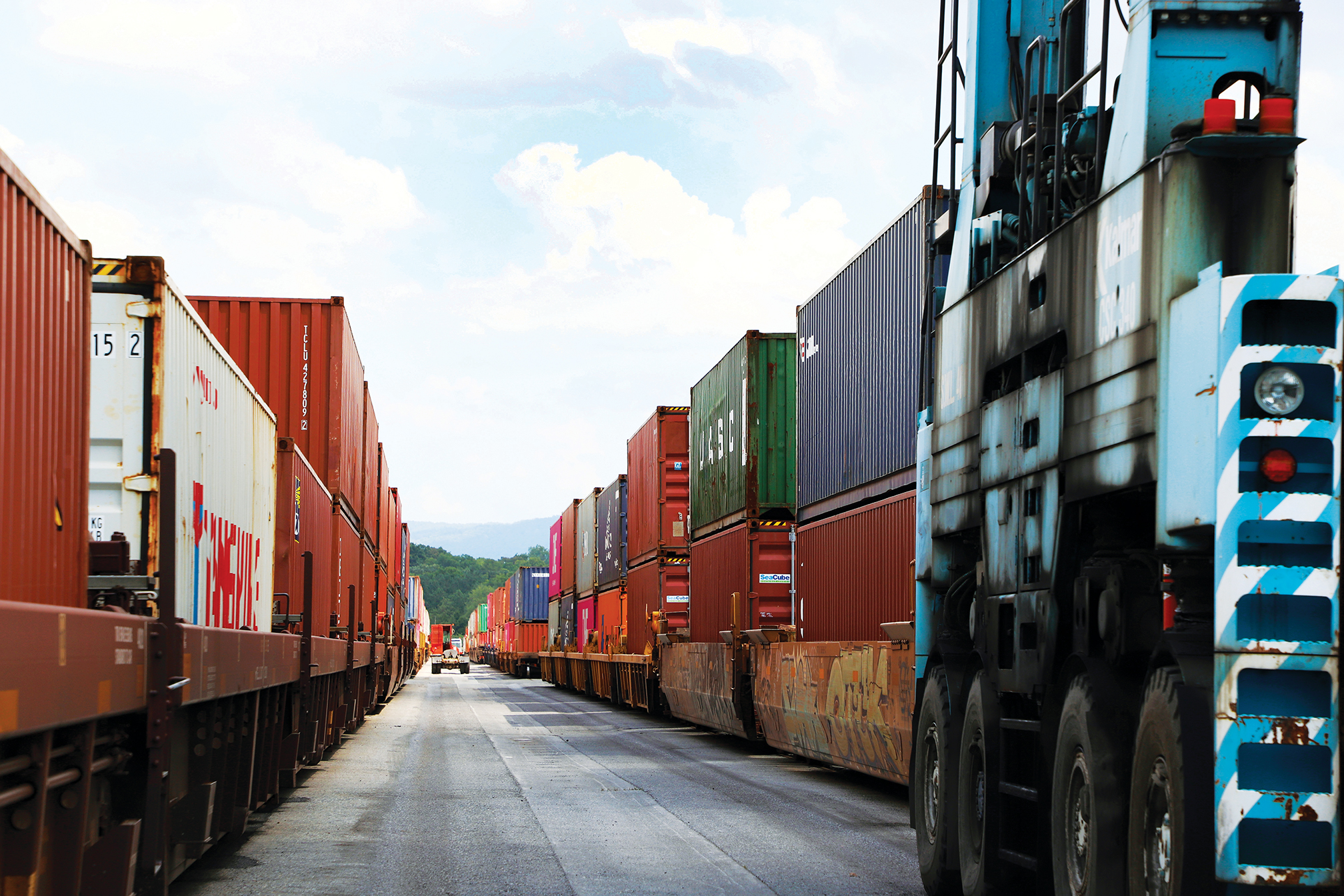 Photo of shipping containers at the Virginia Inland Port