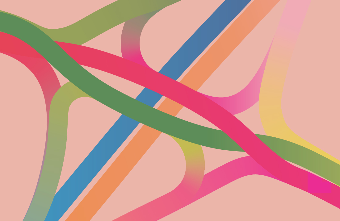 Multicolored lines laid out to look an interstate exchange
