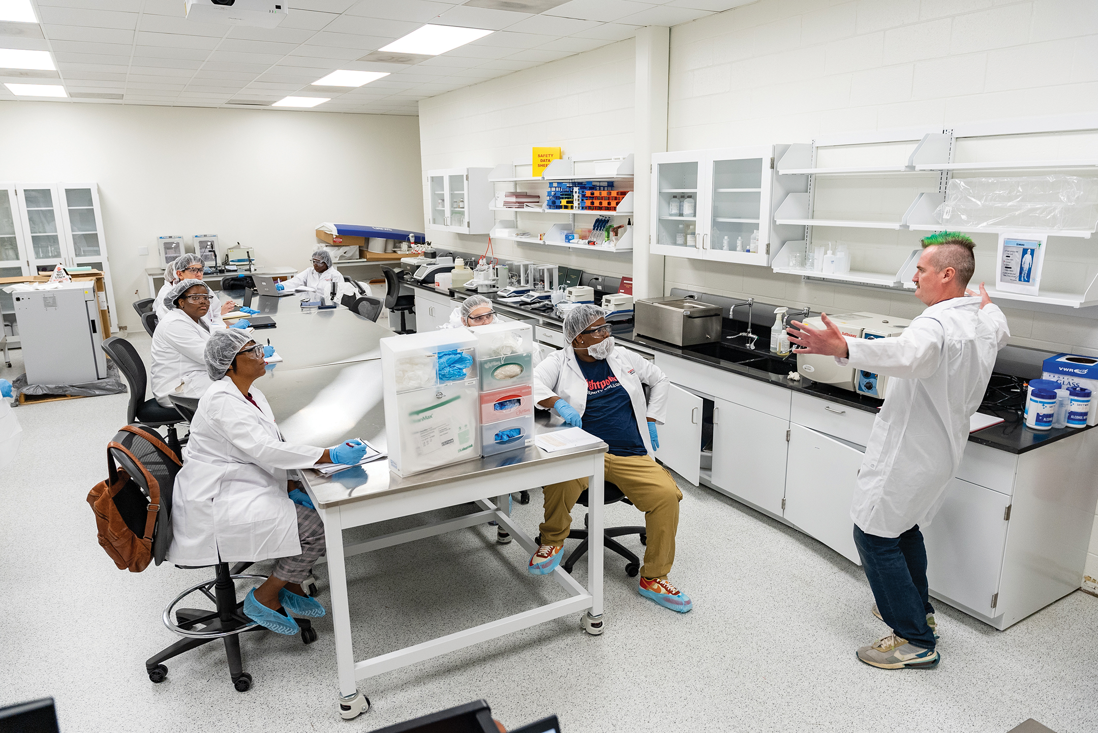 Brightpoint Community College students in a lab