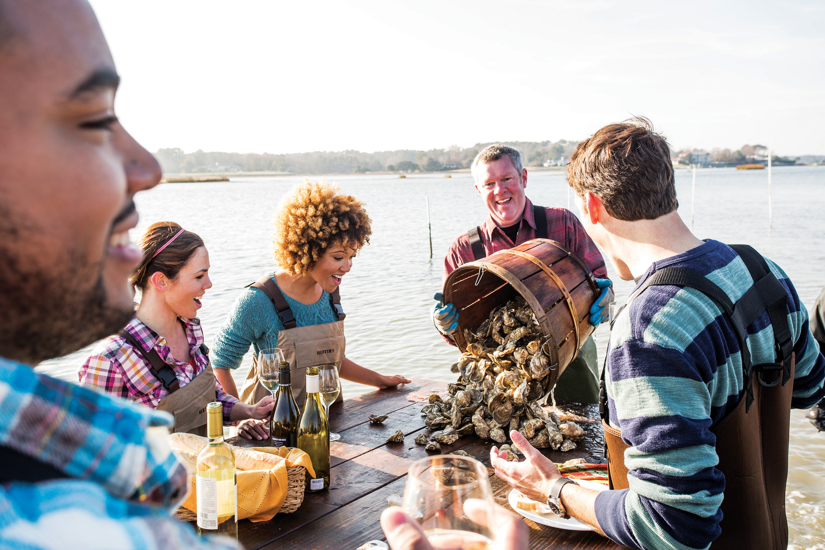 People eating oysters 