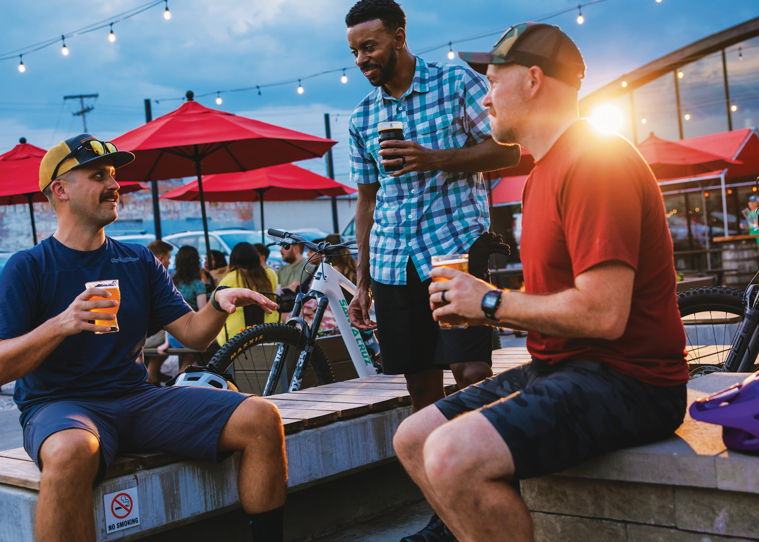 Three guys at a brewery