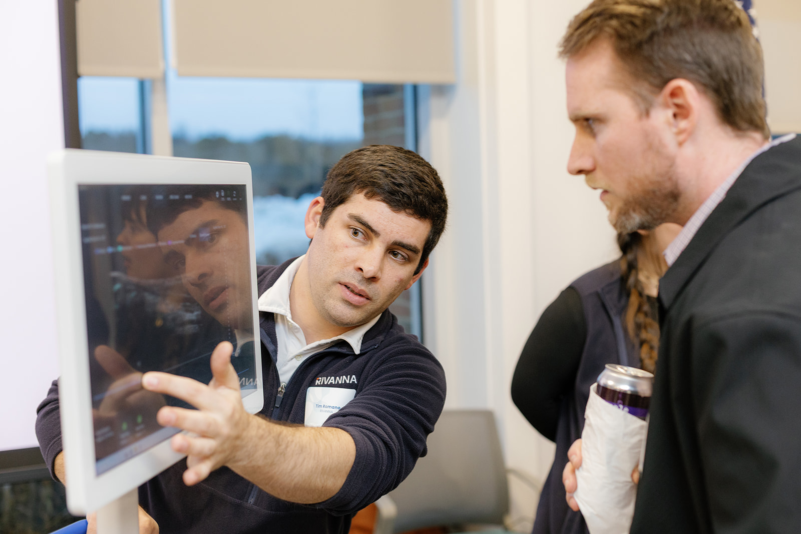 Rivanna employee showcasing company monitoring system. 