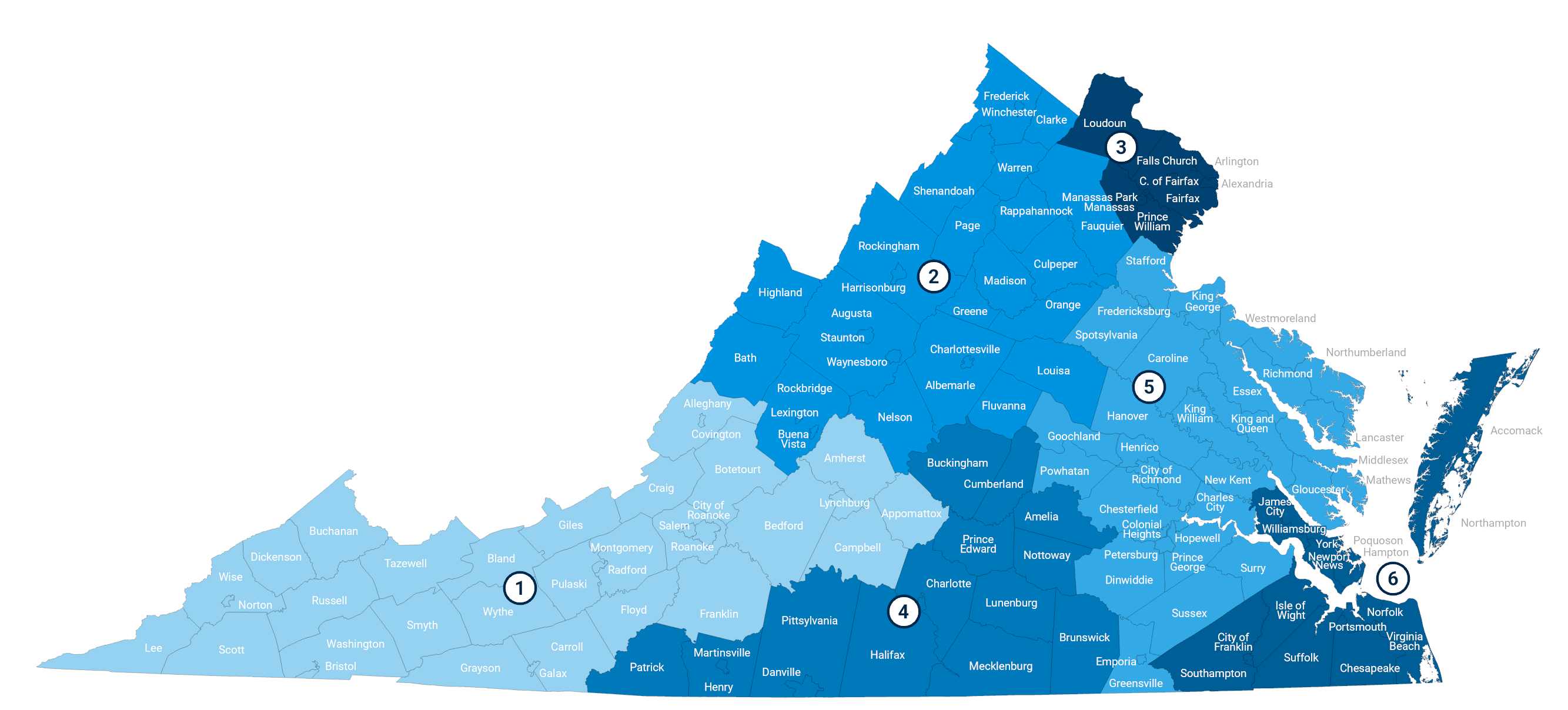 Internships VA map
