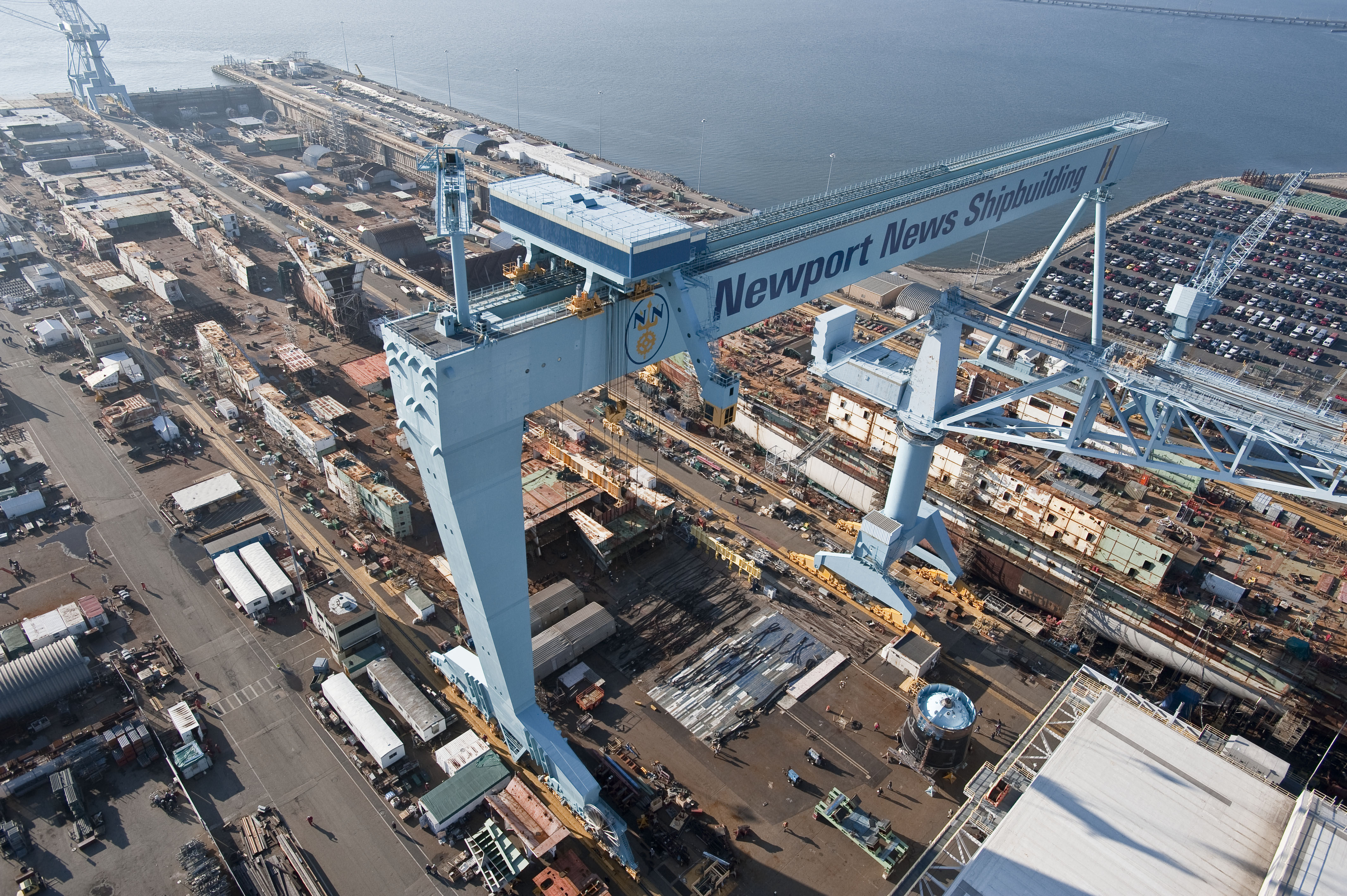 Aerial shot of newport news shipbuilding