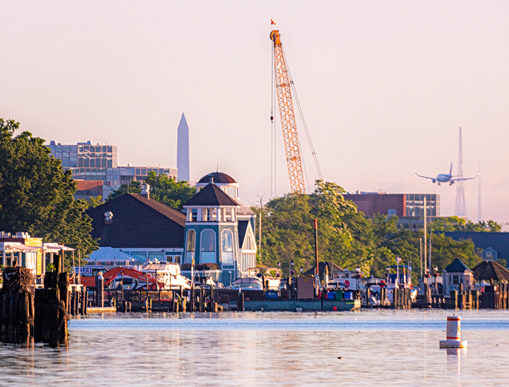 Alexandria was part of Washington, D.C., until 1847, and landmarks like the Washington Monument can be seen from the city.