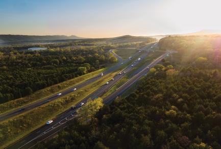 Aerial shot of a highway