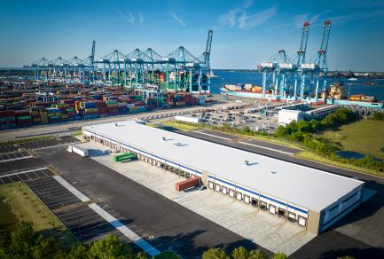 Aerial shot of a warehouse