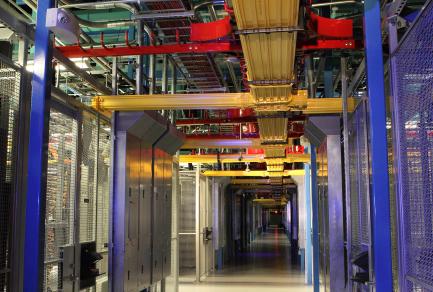 The interior of a data center