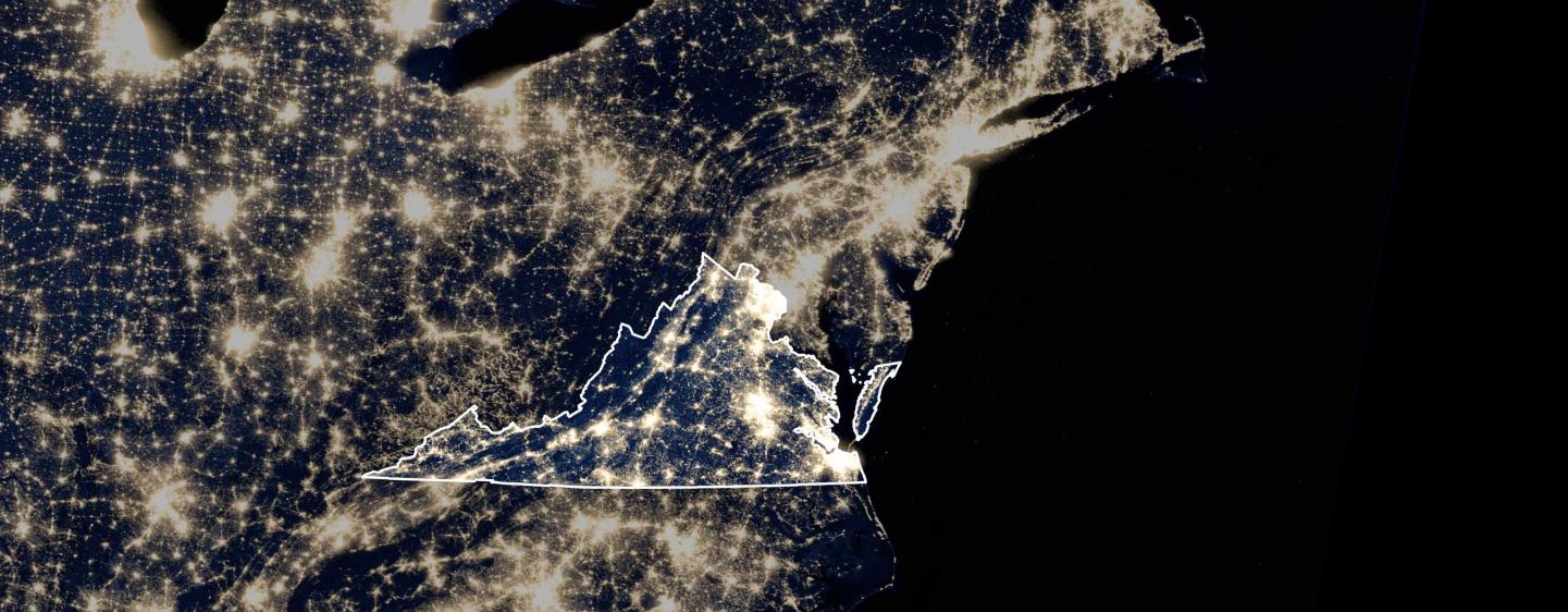 Virginia outlined at night