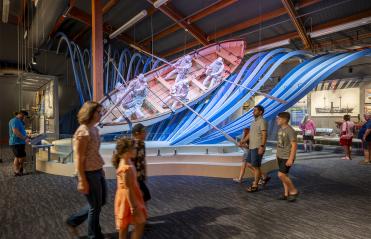 Richmond-based design firm Riggs Ward created an eye-catching display for the re-opening of the Graveyard of the Atlantic Museum in North Carolina.
