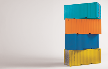 Shipping containers stacked