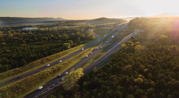 Aerial shot of a highway
