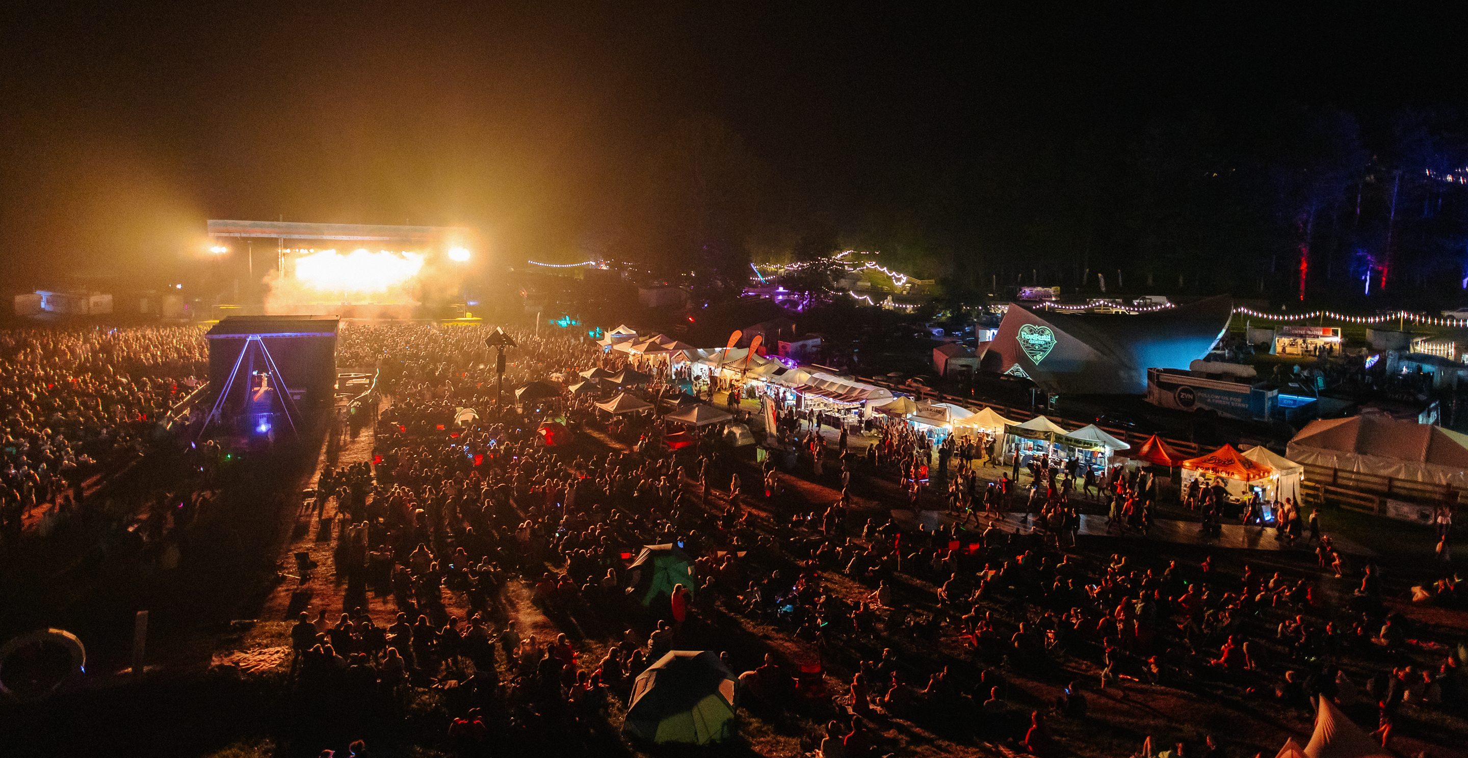 Aerial picture of FloydFest at night