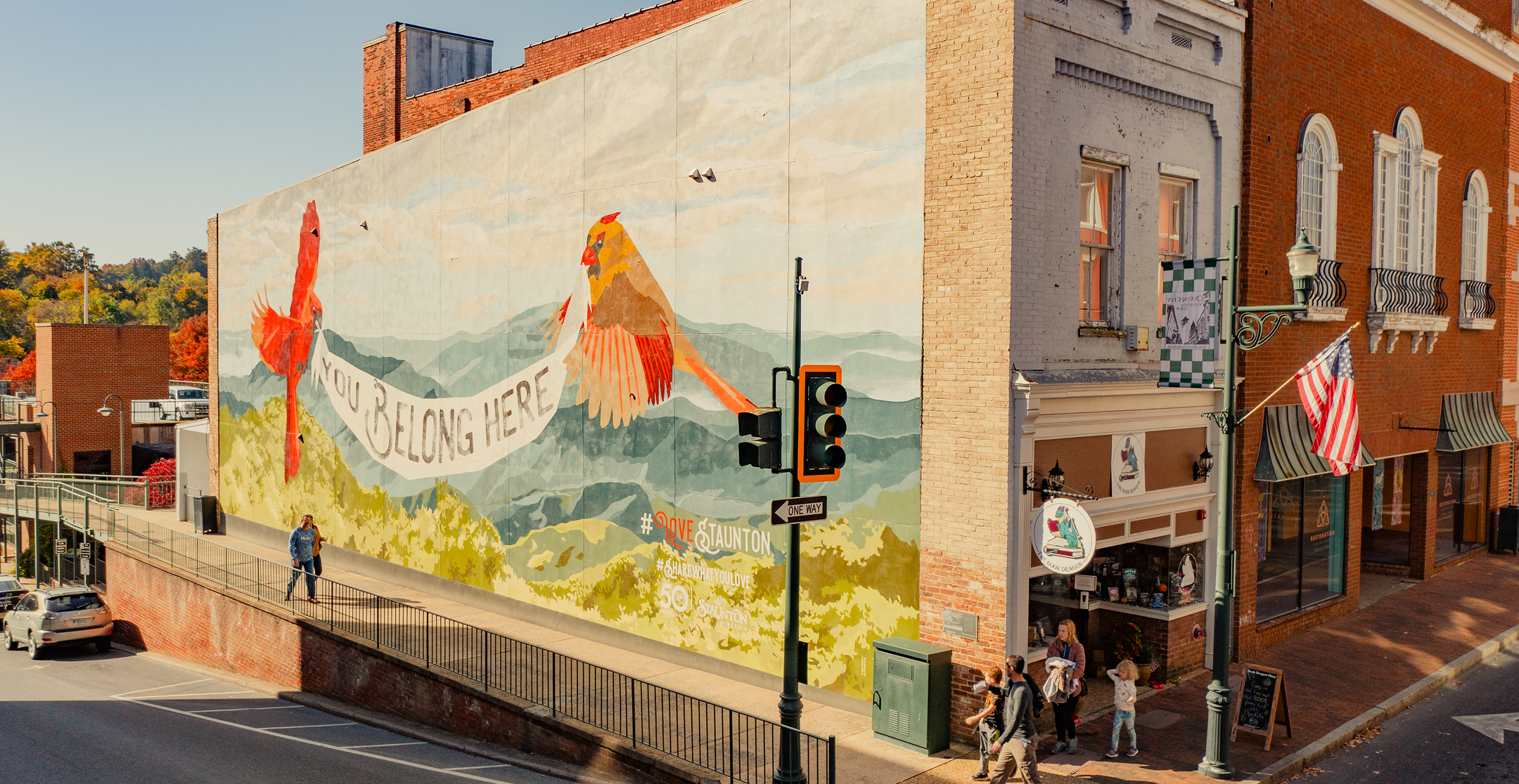 Mural in Staunton that reads "You Belong Here."