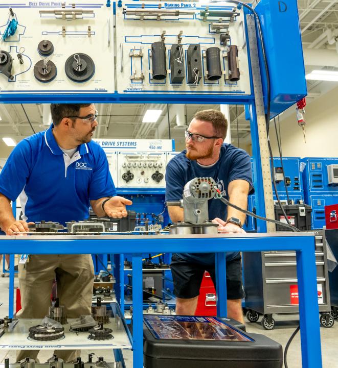 Two male students in a shop class at Danville Community College