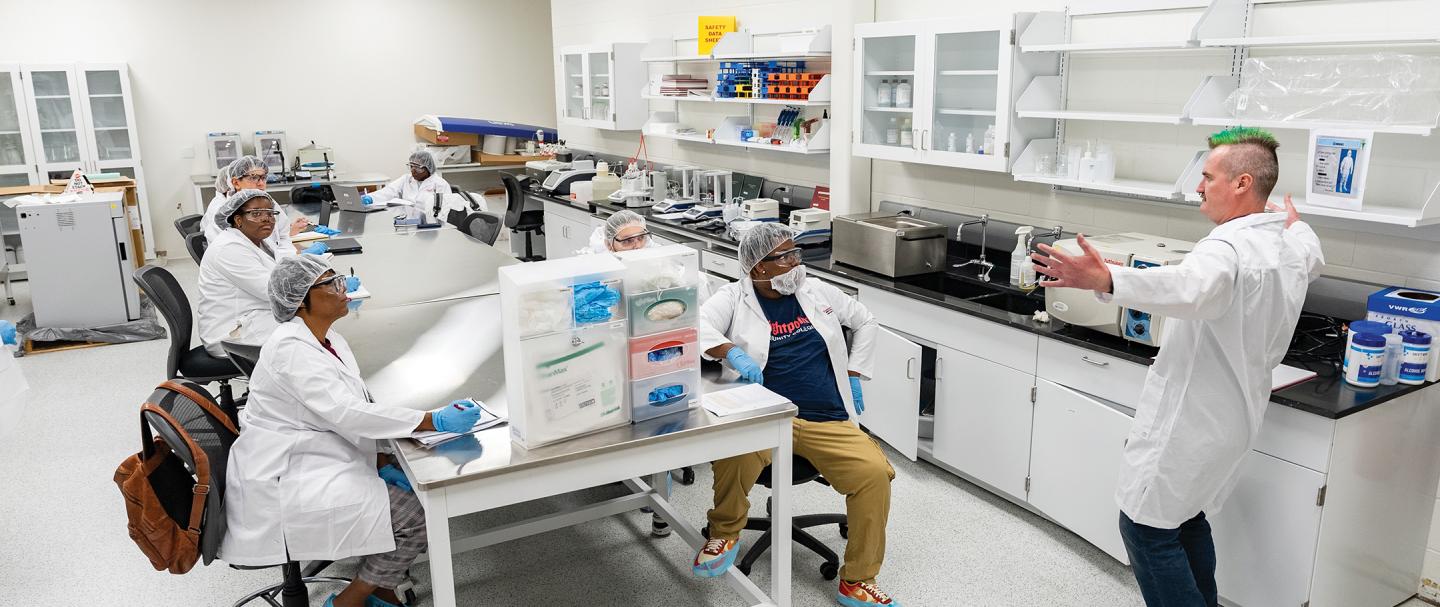 Brightpoint Community College students in a lab
