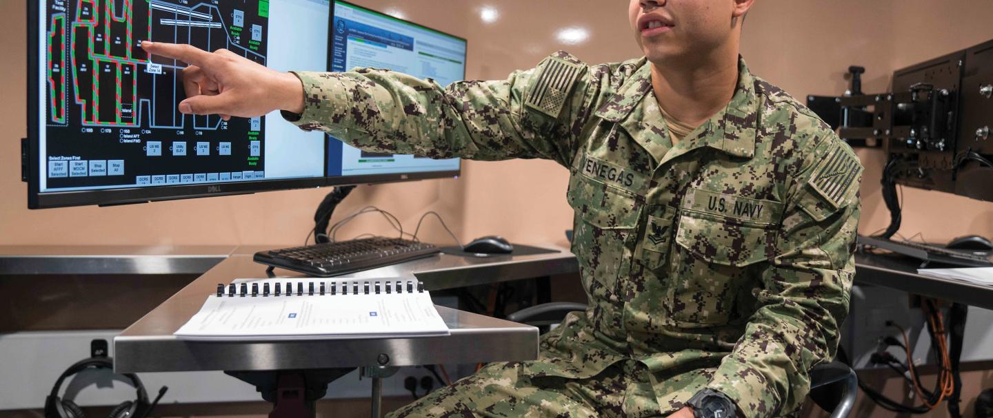 Veteran working with technology