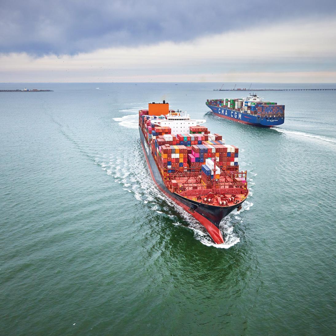 Aerial of Cargo Ship