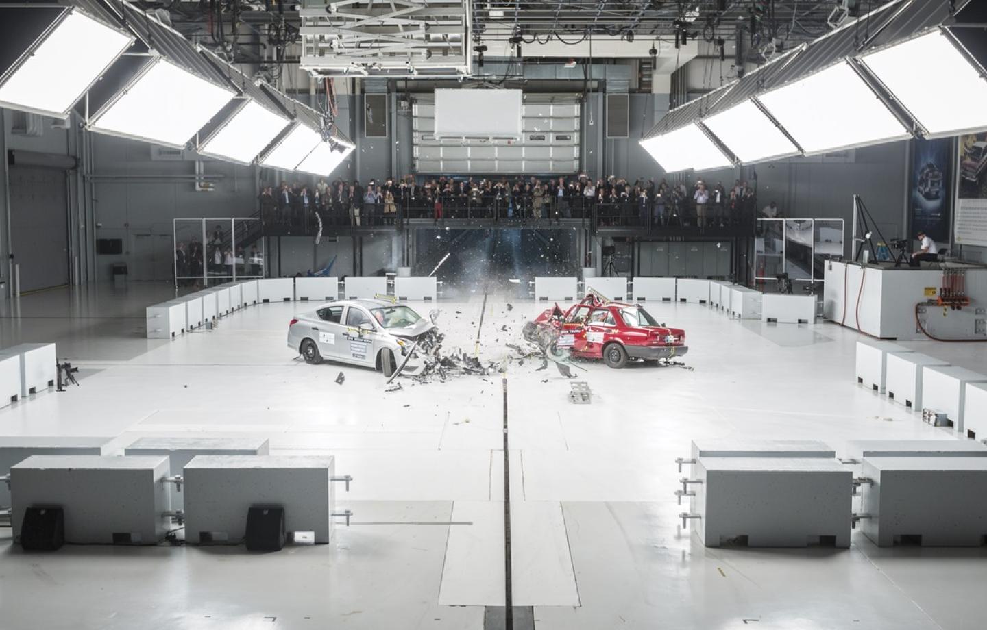 Insurance Institute for Highway Safety Vehicle Research Center examines vehicle impact