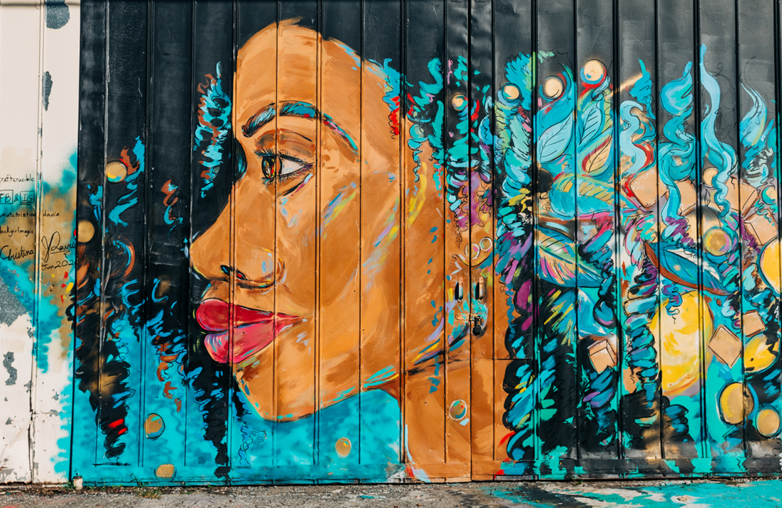 Mural of a woman's face