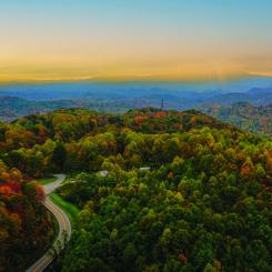 A mountain road in the fall