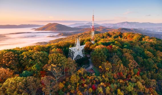 Aerial shot of Roanoke Star skyline