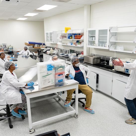 Brightpoint Community College students in a lab