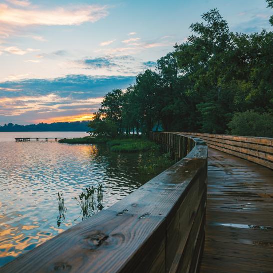 Hopewell Riverwalk with sunset. 