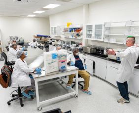 Brightpoint Community College students in a lab