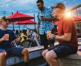 Three guys at a brewery