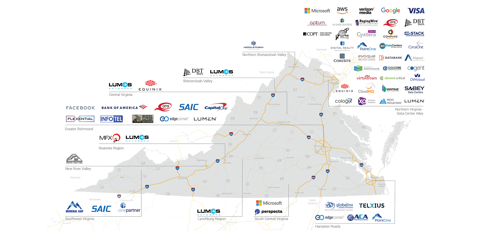 Data Centers Virginia Economic - Data Center Map No Water