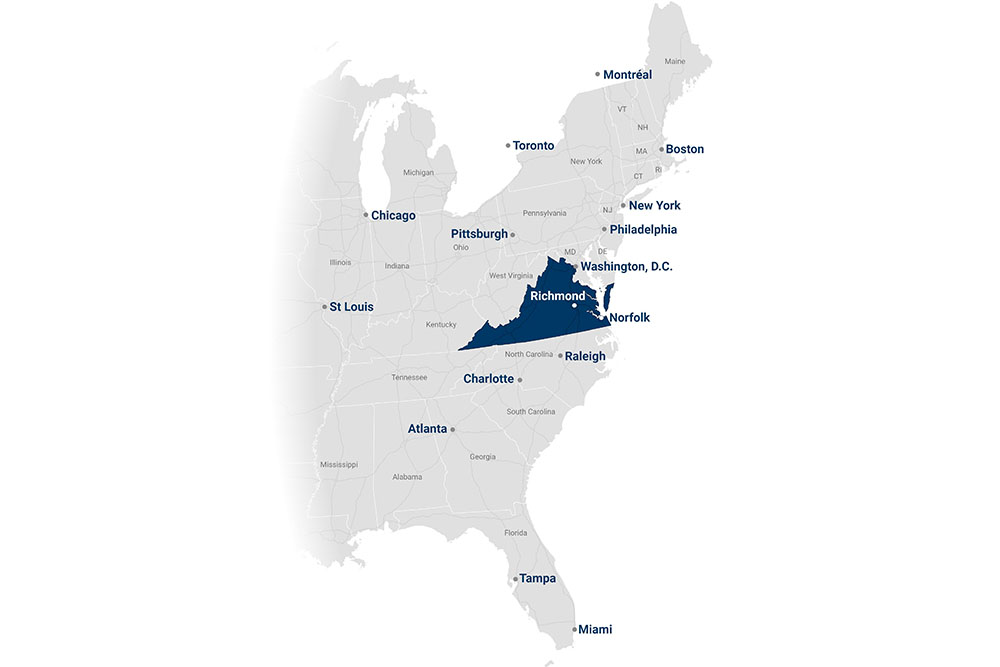 East Coast Cities Map