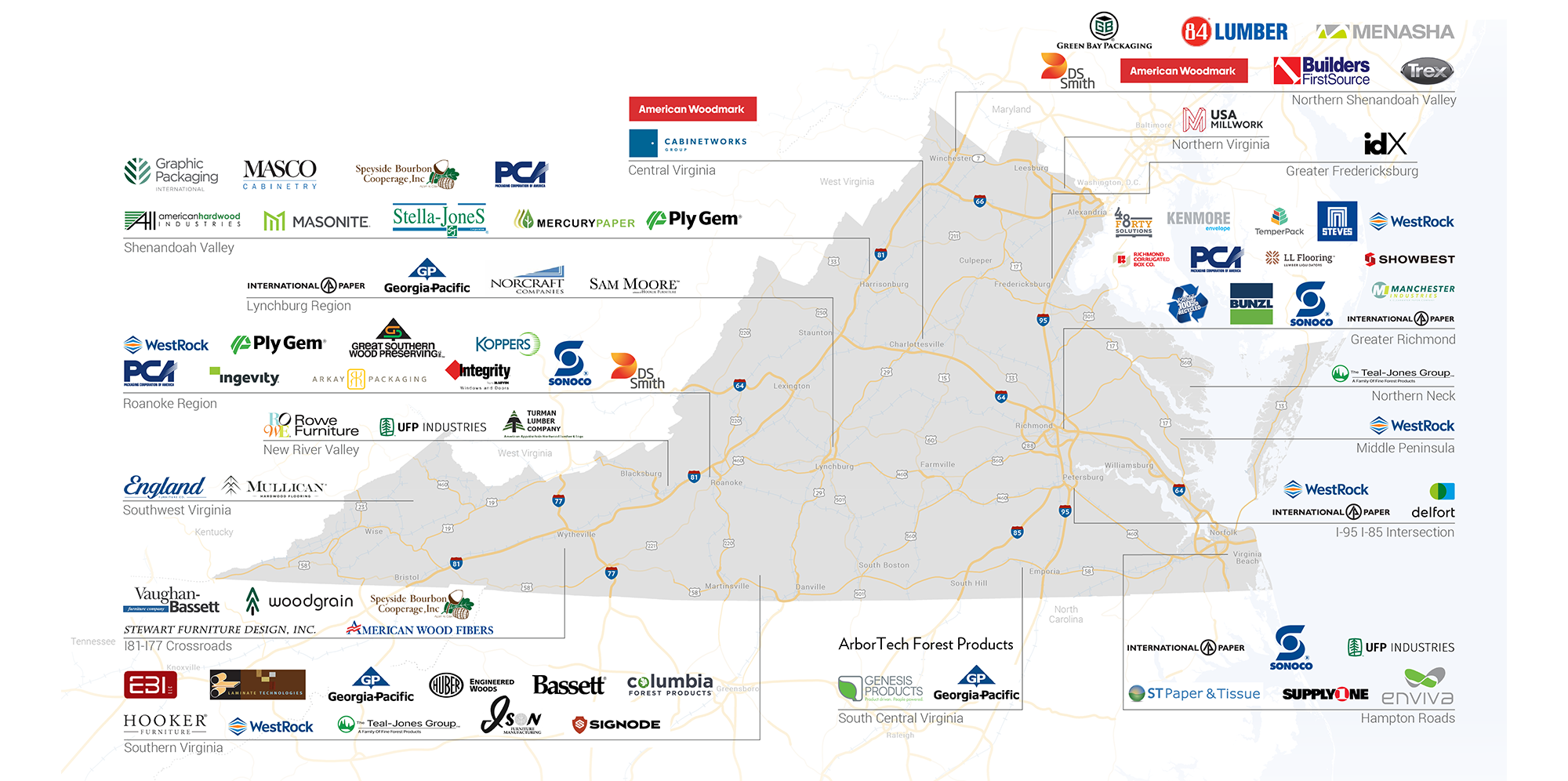 Wood Products Logo Map
